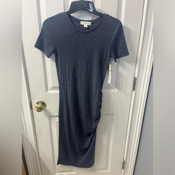 Treasure & Bond Blue T-Shirt Ruched Dress Size Xsmall - Picture 2 of 8